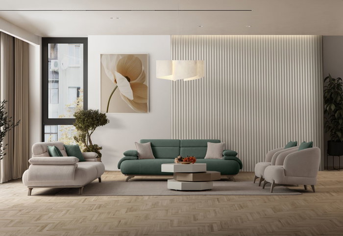 Atelier Del Sofa Bonjo Silver - Green Sofá de 3 plazas